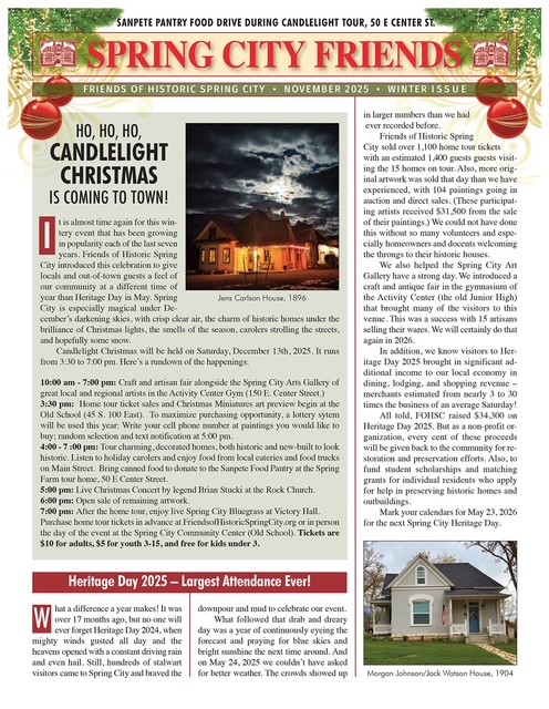 Friends of Historic Spring City Newsletter December 2025